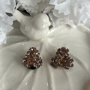AUSTRIA LAVENDAR RHINESTONE CLIP EARRINGS